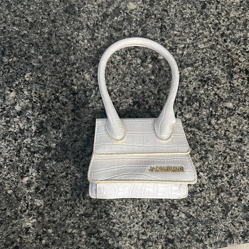 Jacquemus White Mini Bag with Gold Logo